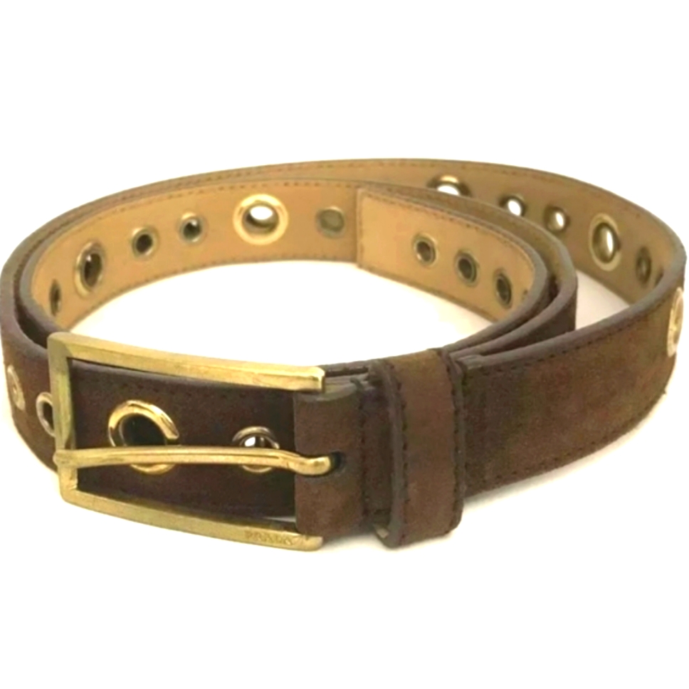 Prada Suede Leather Men's Brown Belt (Umisex).